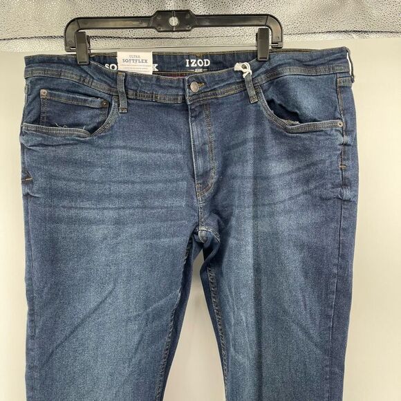 IZOD Men’s Slim Fit Ultra Soft Flex Stretch Jeans Vespa Blue 42x34 NWT - Picture 3 of 16